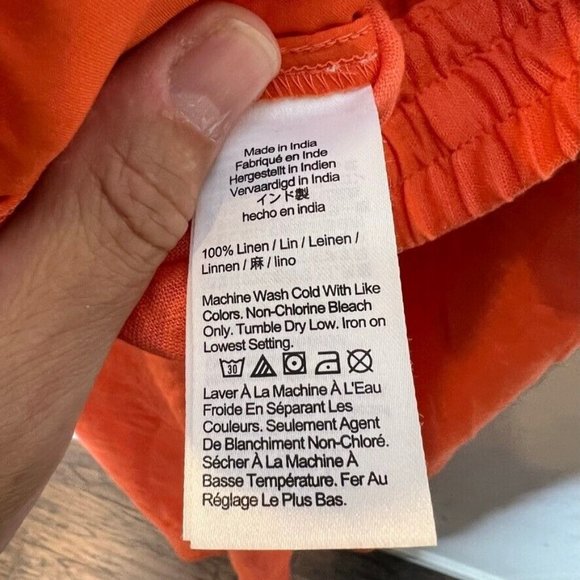 J.Crew $98 Wide Leg Seaside Pant in Linen Orange Size M - Picture 2 of 4